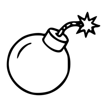 classic round bomb icon isolated on white background outline vector illustration