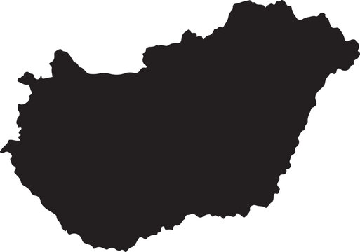 Black silhouette map of Hungary a simple vector graphic for travel and geography concepts isolated on a white background