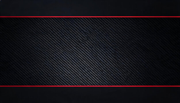 A dark carbon fiber texture framed by thin bright red lines, forming a sleek modern design element suitable for backgrounds or industrial visuals.