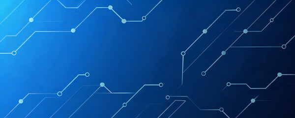 Fototapeta premium An abstract circuit board pattern with light blue lines on dark blue background, representing digital technology and electronic connections.