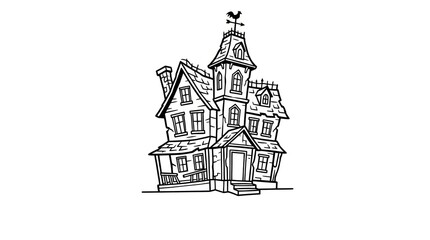 Victorian house with turrets and roof. © Sempol