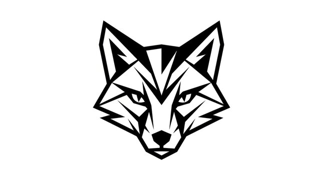 Stylized black and white wolf head.