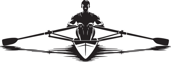 Rower in a sleek racing shell on calm water © Sadia afrin Aakhi
