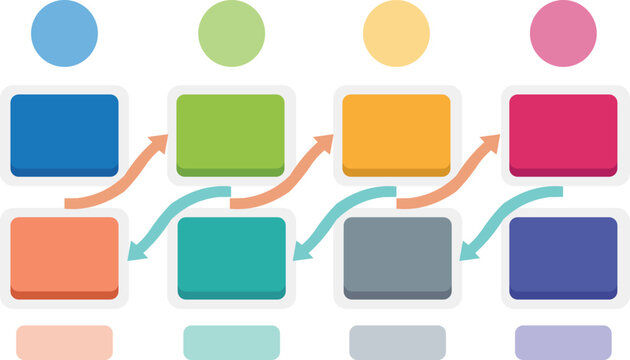 Workflow Process Infographic Template, Colorful Business Flow Diagram With Connected Steps For Presentation Vector Design Elements Collection