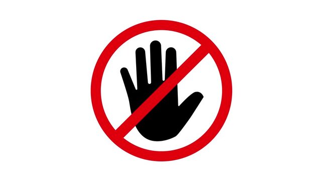 stop hand sign animation. Professional stop hand icon animation featuring warning sign for safety alerts security disclaimers and restricted access. 4k video
