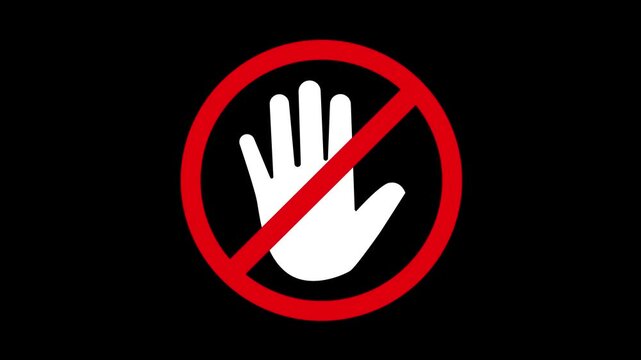 stop hand sign animation. Professional stop hand icon animation featuring warning sign for safety alerts security disclaimers and restricted access. 4k video