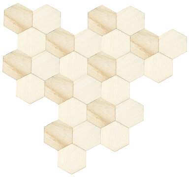 Composizione di forme esagonali di legno