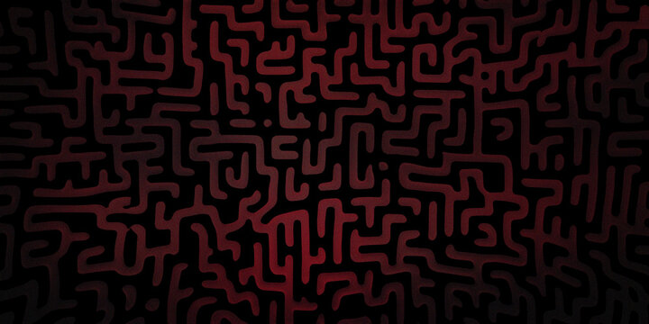 Dark abstract maze pattern background with glowing red irregular lines and mysterious effect.