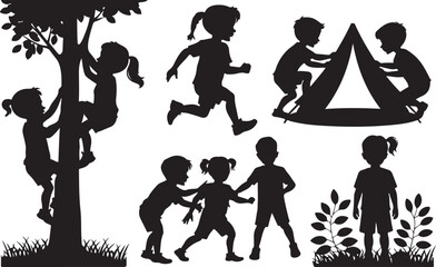 Obraz premium Children playing and camping in nature outdoor scene