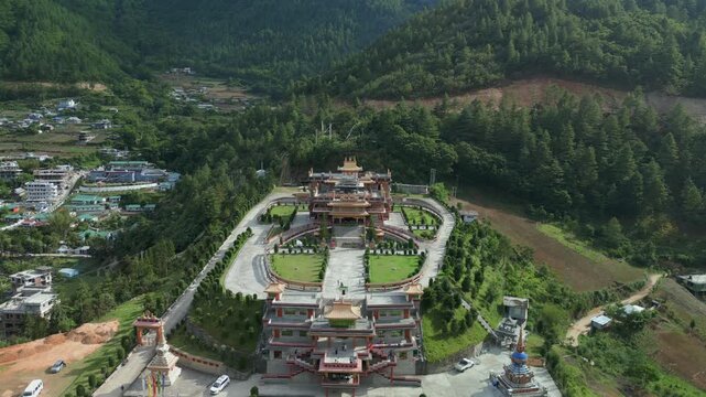 Aerial View of Golden Namgyal Lhatse Monastery Tawang Arunachal Pradesh