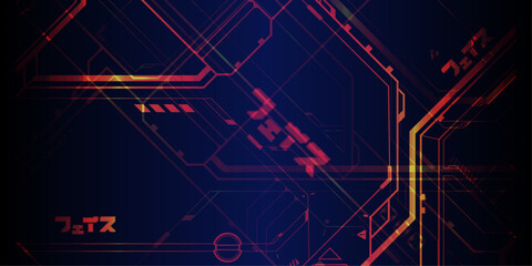 BLACK FUTURISTIC TECH BACKGROUND, FAITH KATAKANA ANIME MECHA THEME © Kornelius