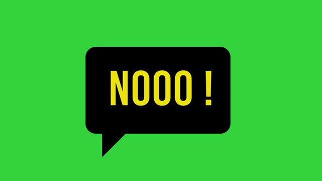 dynamic motion graphic element features a bold 3D text animation of the word "NOOO" screaming out against a pure green chroma key background.  perfect for dramatic reaction or meme effect to videos.