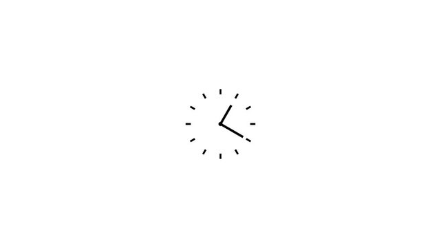 Analog Clock Timelapse Loop Animation on White Background