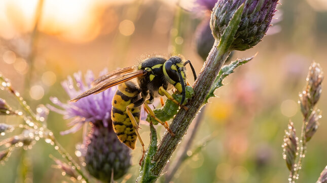 yellow jacket wasp hunting food