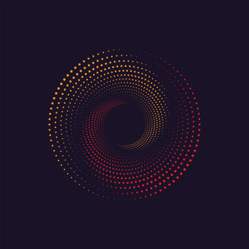 Half tone gradient circle. Round dotted frame, circles pattern border and abstract halftone graphic design vector 