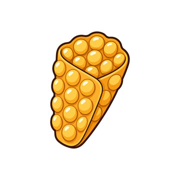 ubble Waffle Cone Flat Vector