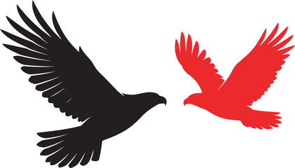 Fototapeta premium Eagle Flying Bird Silhouette Collection Black and Red Vector Illustration
