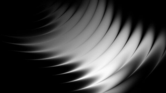 Abstract Monochromatic Metallic Silver Waves Rippling on Black Background Loop Video