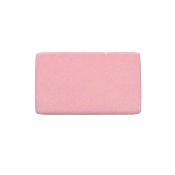 Pink Rectangular Eraser, Soft Rubber School and Office Stationery Isolated on White Background