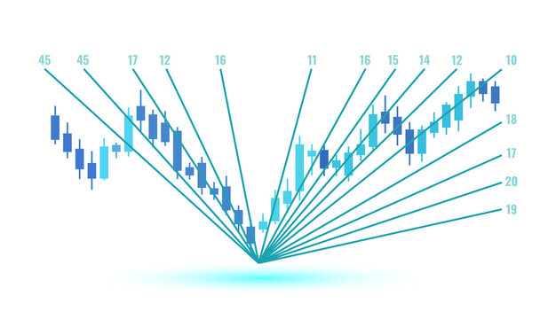 financial stock market trading chart with radiating-trend lines and numbers isolated on transparent background graphics PNG.