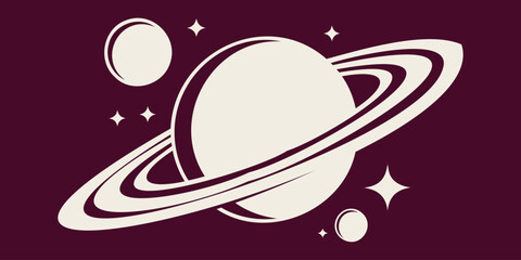 Cosmic Planet Illustration with Saturn Ring Design © Shuyeb