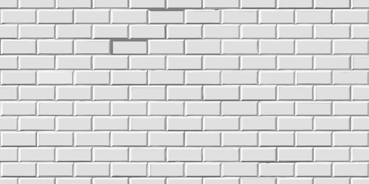 White brick wall pattern seamless vector illustration for backgrounds