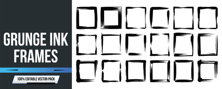 Grunge Ink Square Frames and Textured Borders