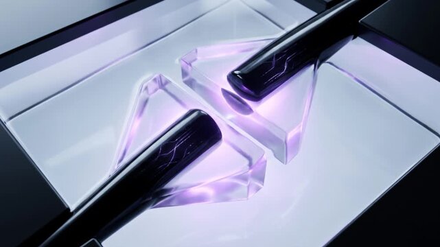 カーボンナノチューブ電極がシナプス信号を吸収しデジタル化する神経伝達の抽象CG映像