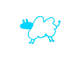 Simple hand drawn sheep farm animal sketch with creature livestock childish handdrawn illustration isolated background creative domestic agriculture pastoral countryside © Hafiz