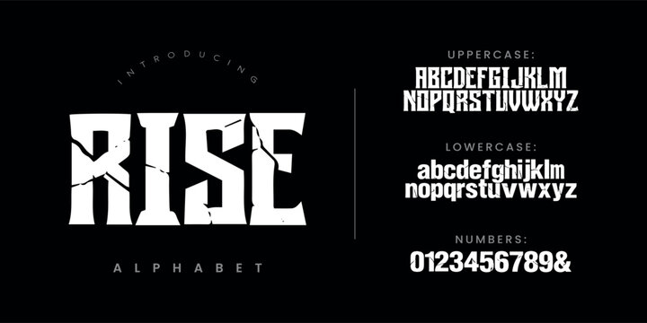 Rise cracked stone font heavy display typeface with broken effect for cinematic titles