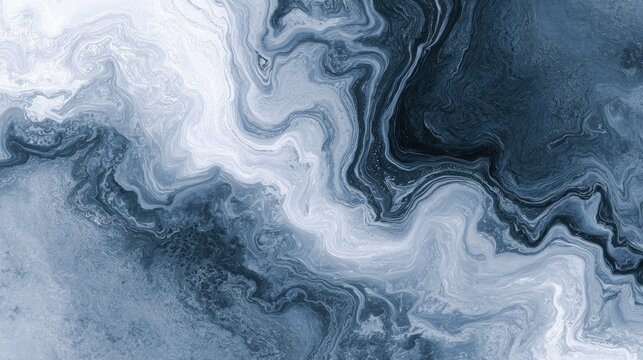 Abstract swirls of blue and white marble texture