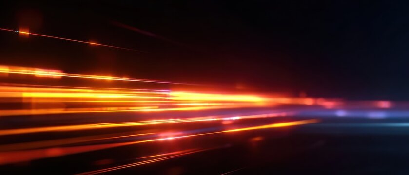 Abstract light streaks in motion dark background