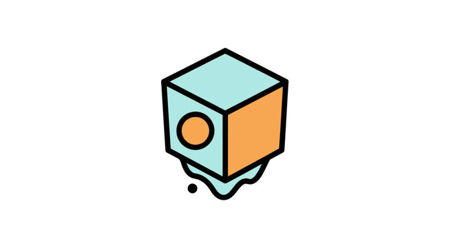 Simple cube shaped robot figure.