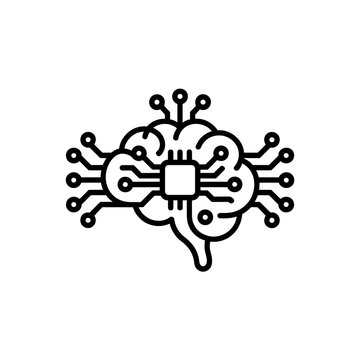 Modern abstract brain illustration with circuit board design elements