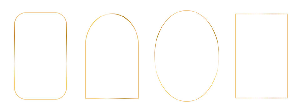Golden luxury thin frames. Vector outline aesthetic geometric shine luxury minimalist borders for invitations design
