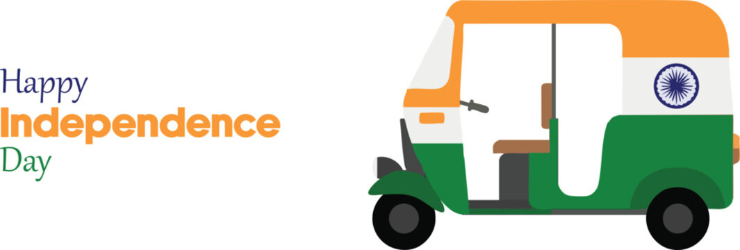 Indian Independence Day concept with tricolor painted auto rickshaw vector