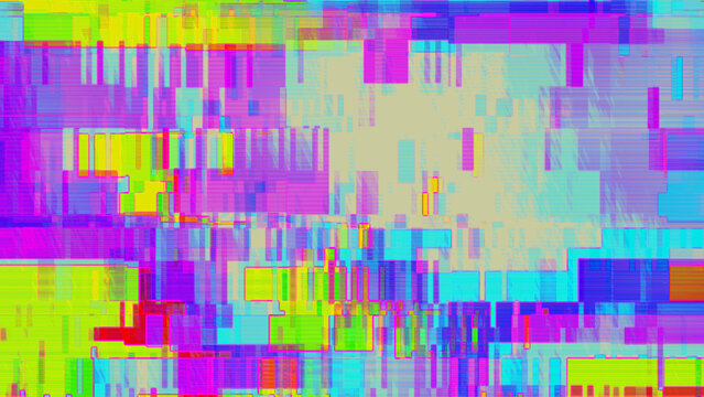 Teal and lime green pixel sorting glitch with scanline distortion and digital noise artifacts. Trippy abstract texture suits branding for an EDM rave poster and electronic music festival flyer