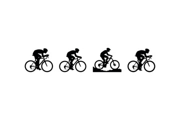 Fototapeta premium Cycling Pose Silhouette Set Minimal Black Sports Action Icons
