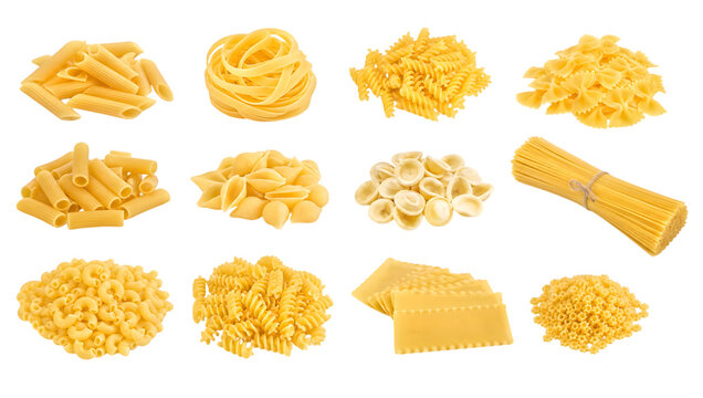 pasta collection isolated on white
