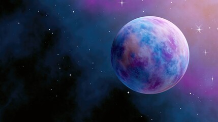 Fototapeta premium Growth and innovation soar as a vibrant swirling planet rises above a glowing nebula, symbolizing expanding horizons and breakthrough success in business development