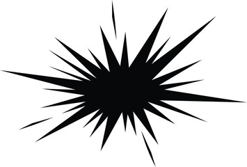 Black comic book style explosion shape with sharp spikes, isolated on a plain white background © ABDUL MATIN