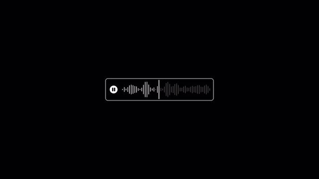 Voice Message Audio Waveform Animation with Alpha Channel, Chat Voice Note Sound Bars Overlay on Transparent Background in 4K.
