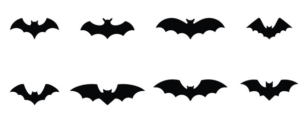 Fototapeta premium Flat design Halloween bat animal isolated on a white background. Horror evil bat icon vector art illustration.