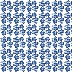 Blue tropical hibiscus flower seamless pattern background © Nawang