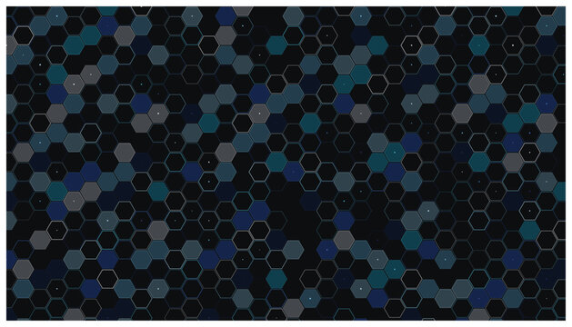 Dark blue hexagonal grid pattern with small dots and outlines.