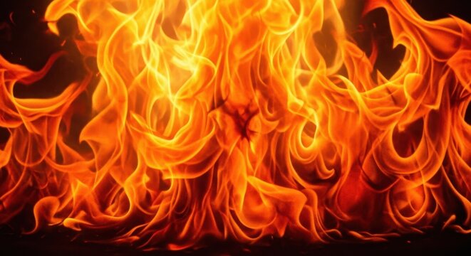 Intense blazing fire with vibrant orange and red flames.