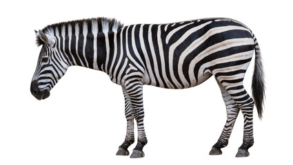 Obraz premium Full body zebra with black and white stripes, isolated on transparent background