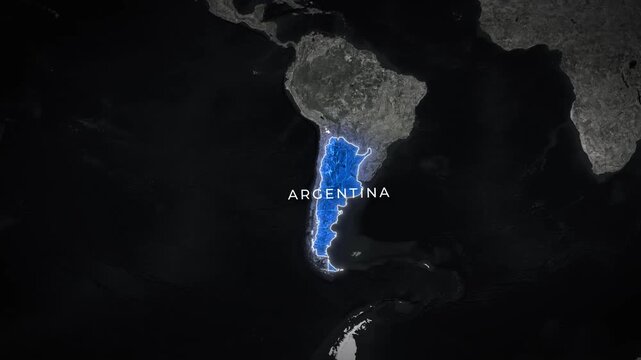 Argentina Highlighted on Political Map of South America &ndash; Geographic Location and National Territory