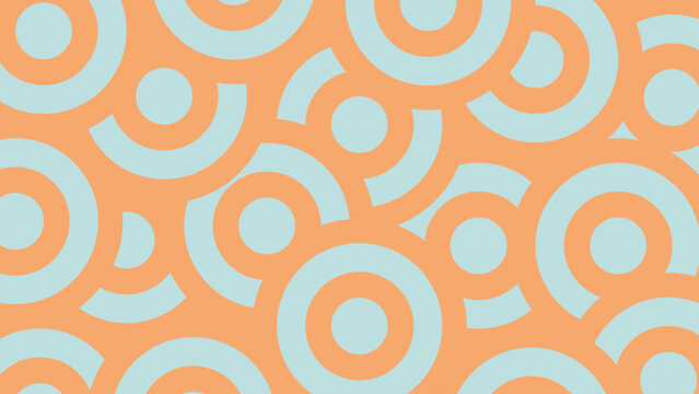 Abstract geometric pattern background overlapping circles and modern vector shapes in pastel blue and peach colors, trendy minimalist textile designs and digital banners