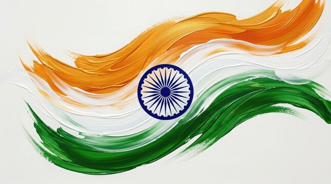 Indian independence day 15 august vibrant brushstroke flag illustration